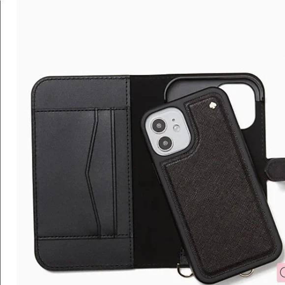 Kate Spade Glitter iPhone 12 mini removable magnetic case/card snap Crosby - Picture 5 of 16